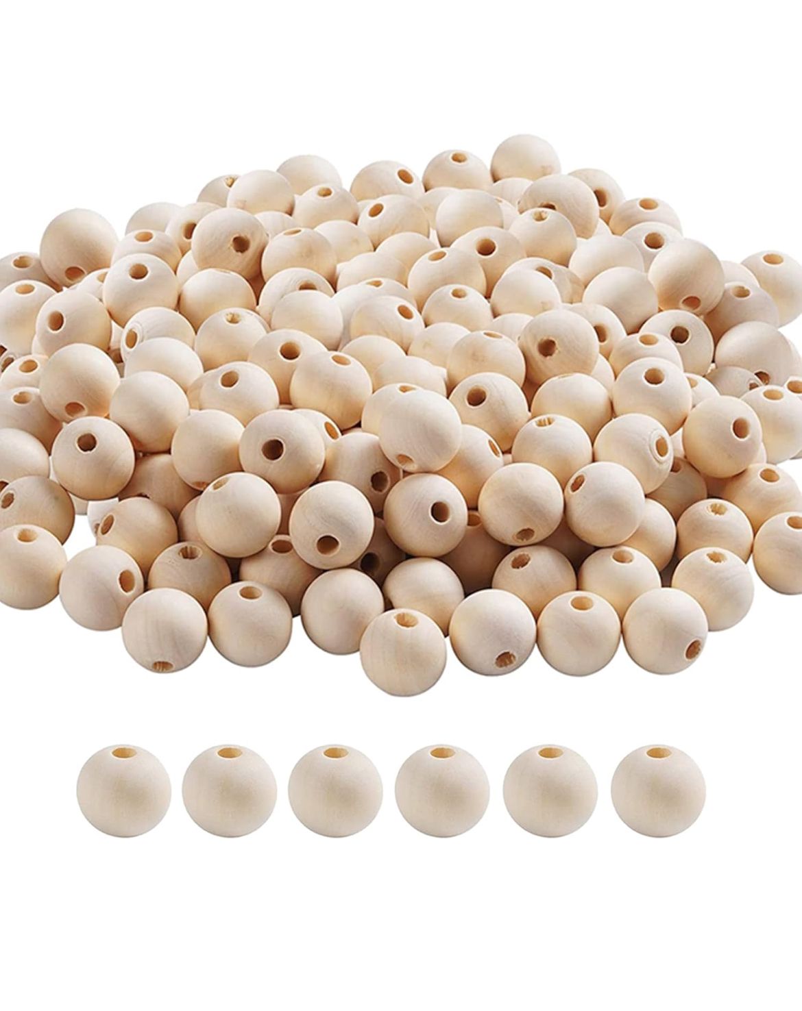 Lot de 5 Perles en Bois Brut 1,5 CM