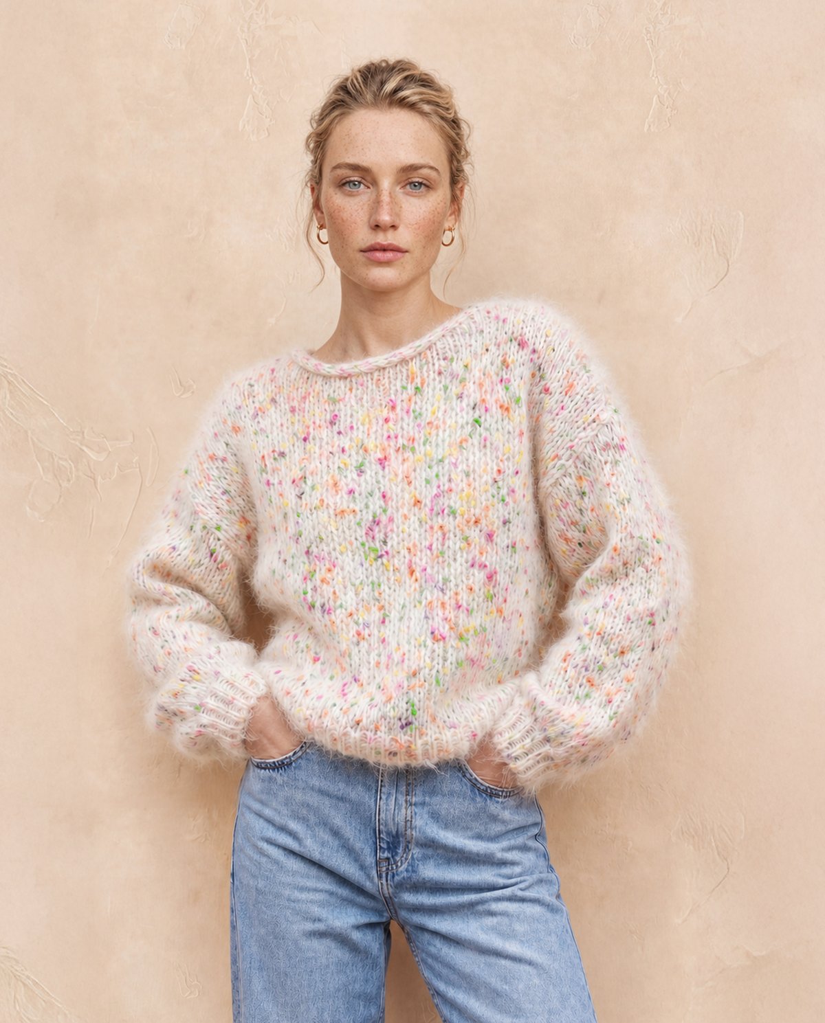 Patron PDF Tricot Phildar : Modèle pull femme LANA en Phil Mohair Dots - Débutant