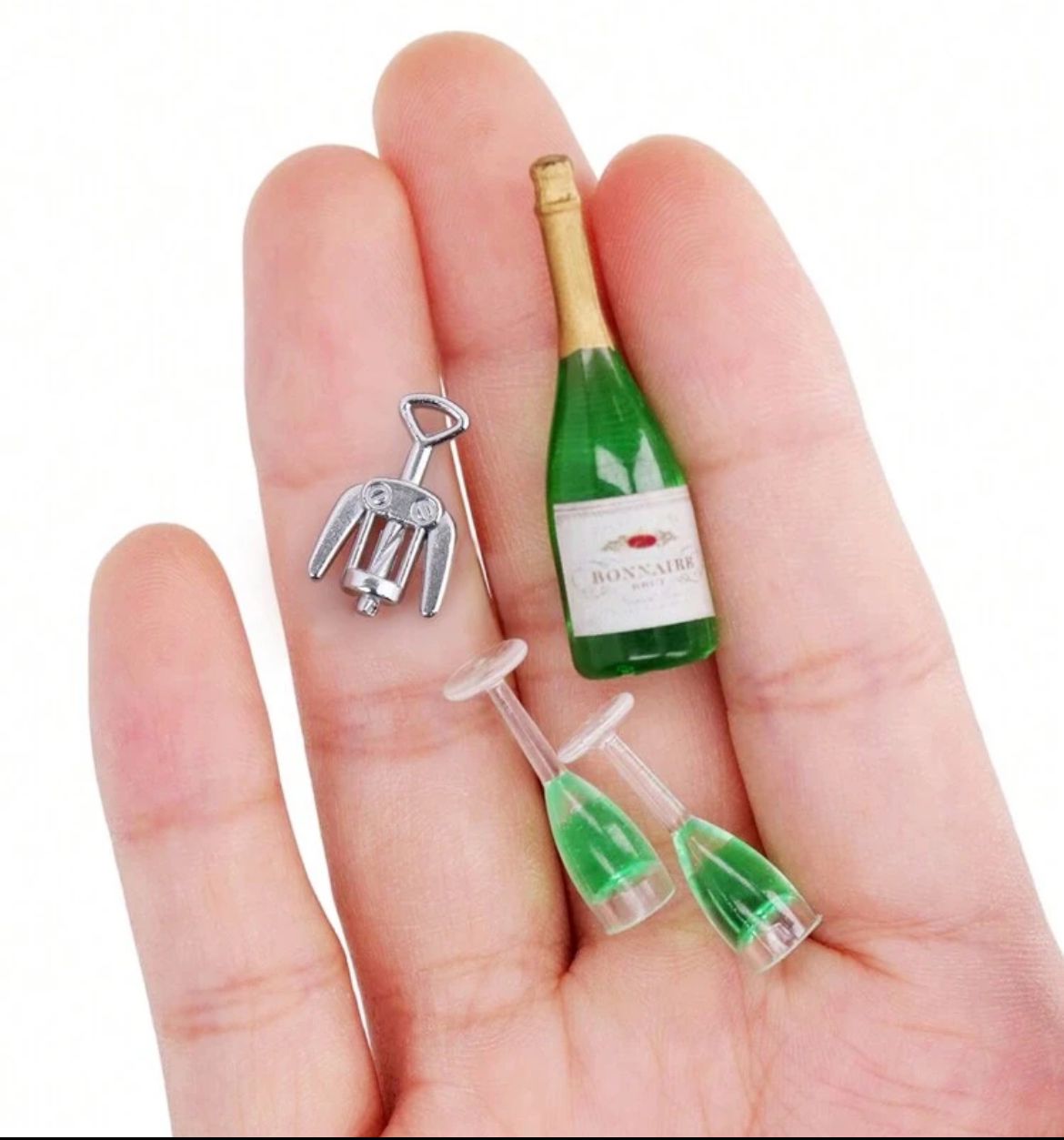 Mini bouteille de champagne + 2 flutes + ouvre bouteille miniatures