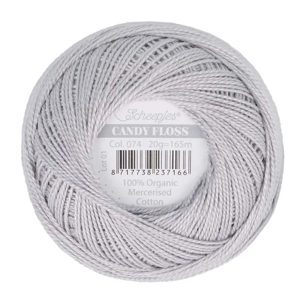 Scheepjes - Coton perlé Candy Floss 20 g - 074 Mercury Gris Mercure