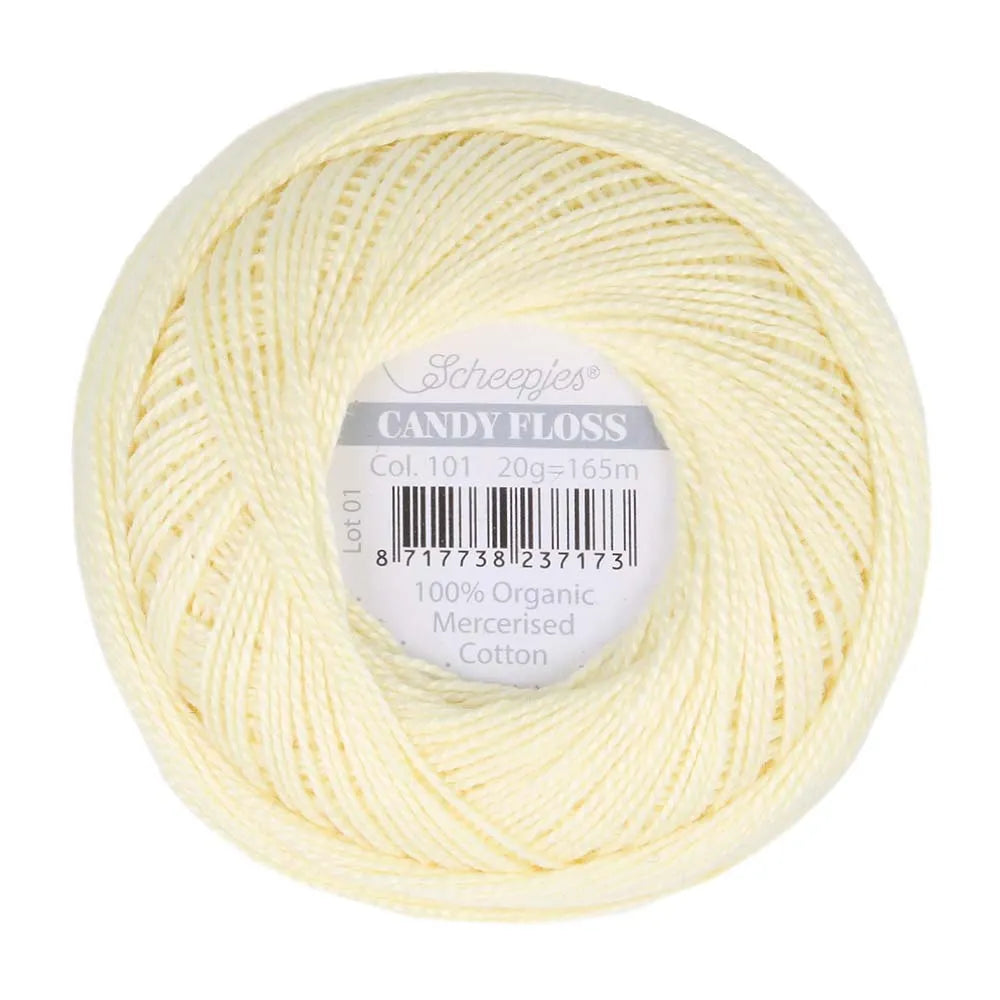 Scheepjes - Coton perlé Candy Floss 20 g - 101 Candle Light Lumière de Bougie