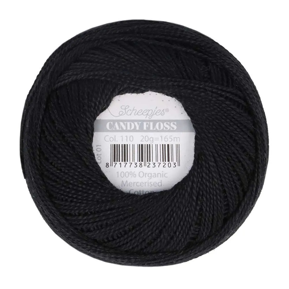 Scheepjes - Coton perlé Candy Floss 20 g - 110 Jet Black Noir