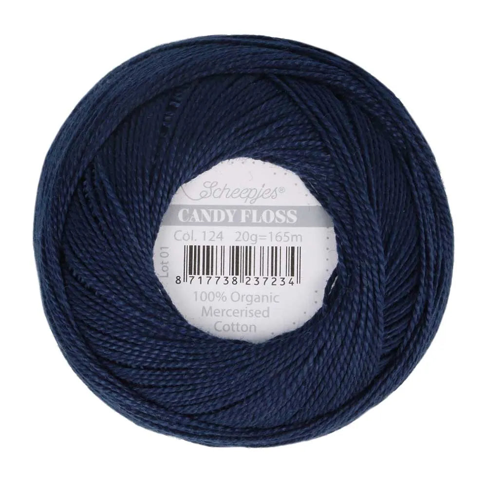 Scheepjes - Coton perlé Candy Floss 20 g - 124 Ultramarine Bleu Marine Foncé