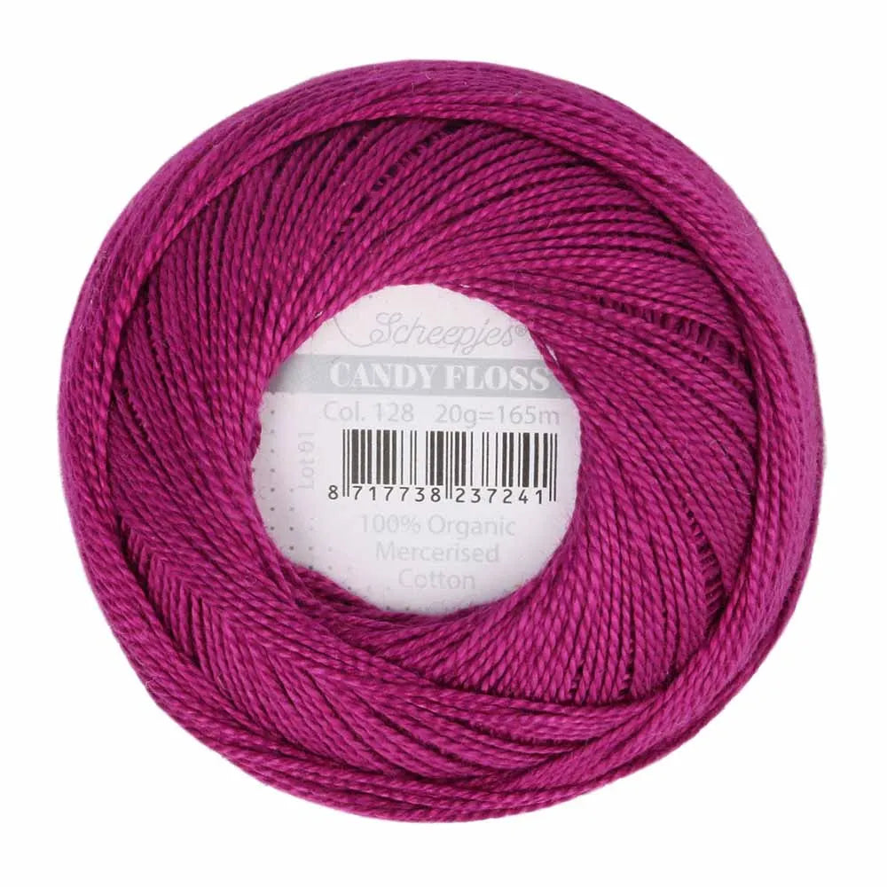 Scheepjes - Coton perlé Candy Floss 20 g - 128 Tyrian Purple Pourpre