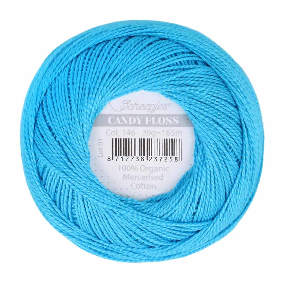 Scheepjes - Coton perlé Candy Floss 20 g - 146 Vivid Blue Bleu Vif
