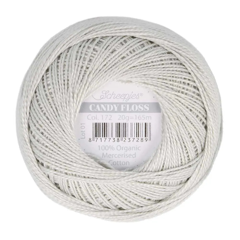Scheepjes - Coton perlé Candy Floss 20 g - 172 Light Silver Argent clair