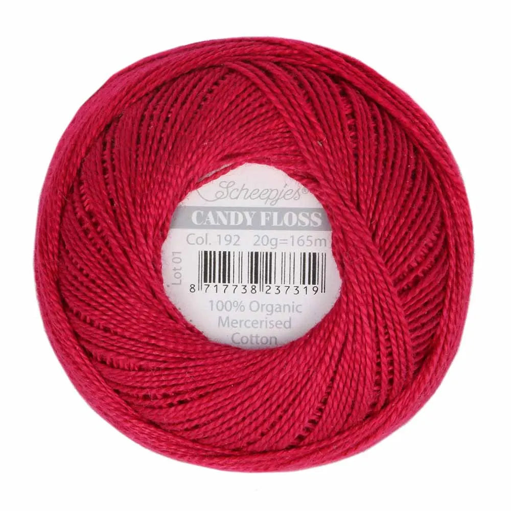 Scheepjes - Coton perlé Candy Floss 20 g - 192 Scarlet Rouge Ecarlate