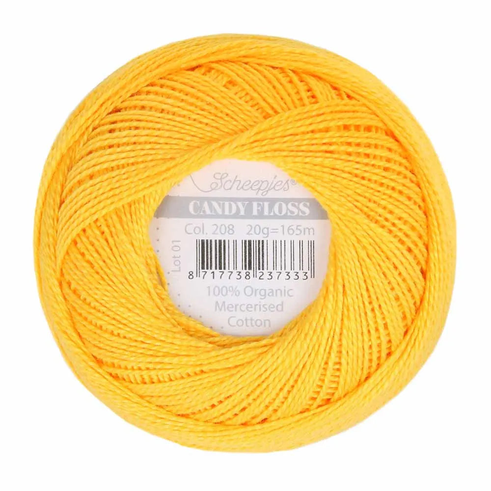 Scheepjes - Coton perlé Candy Floss 20 g - 208 Yellow Gold Jaune d'Or
