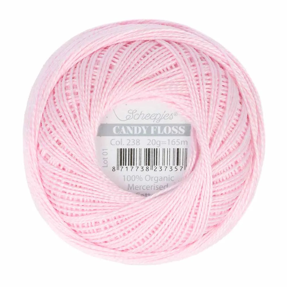 Scheepjes - Coton perlé Candy Floss 20 g - 238 Powder Pink Rose Poudré