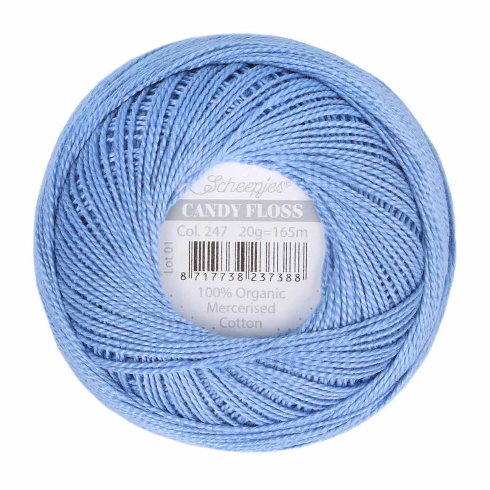 Scheepjes - Coton perlé Candy Floss 20 g - 247 Bluebird Oiseau Bleu