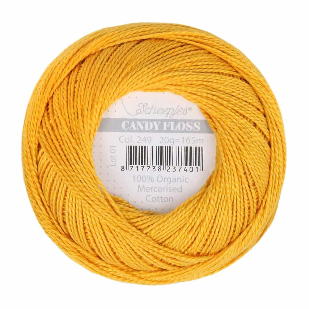Scheepjes - Coton perlé Candy Floss 20 g - 249 Saffron Jaune Safran