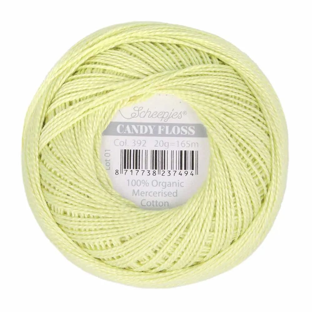 Scheepjes - Coton perlé Candy Floss 20 g - 392 Lime Juice Jus de Citron