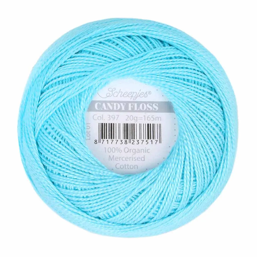 Scheepjes - Coton perlé Candy Floss 20 g - 397 Bleu Cyan