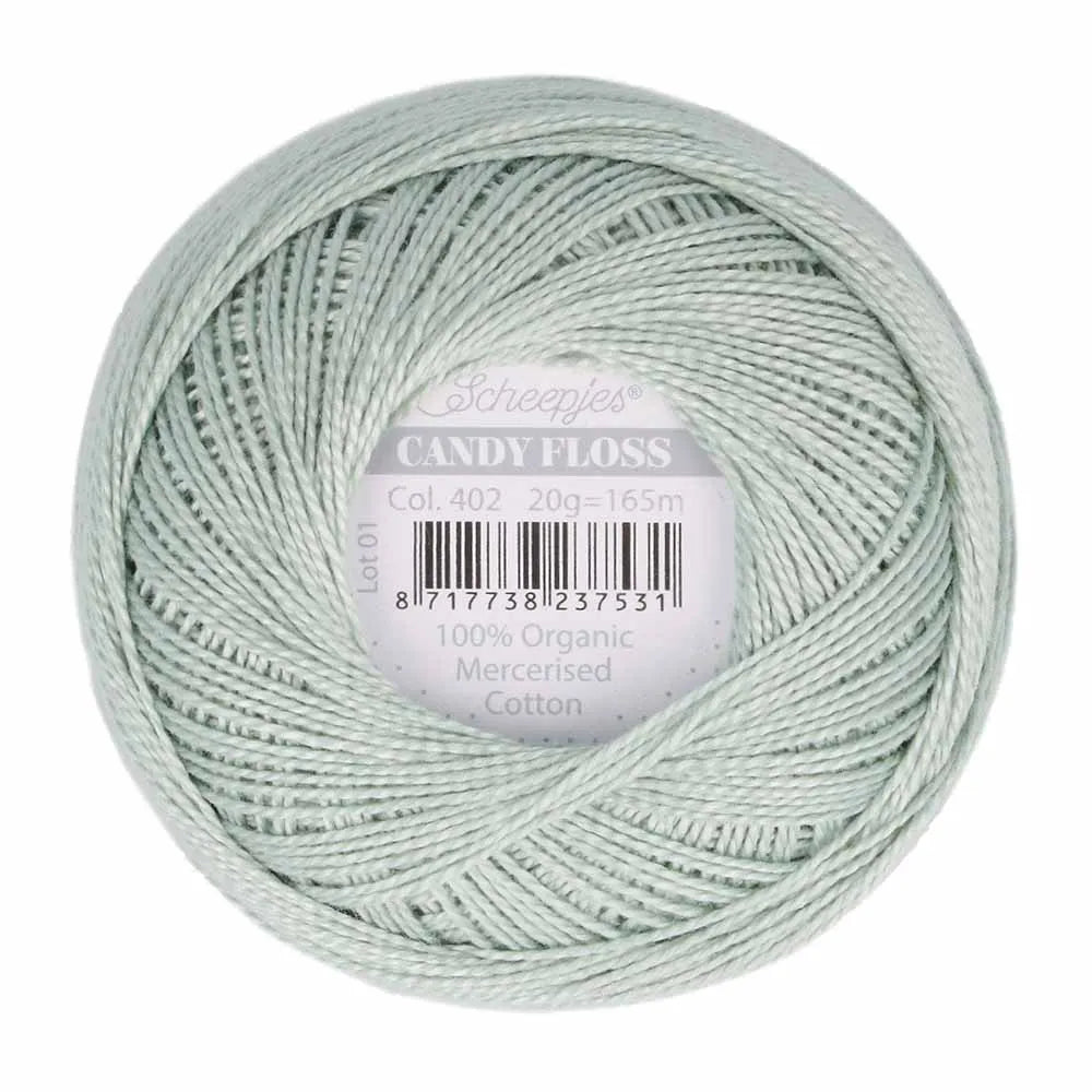 Scheepjes - Coton perlé Candy Floss 20 g - 402 Silver Green Gris Vert