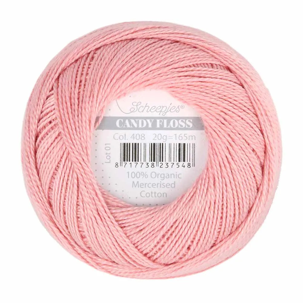 Scheepjes - Coton perlé Candy Floss 20 g - 408 Old Rose Vieux Rose