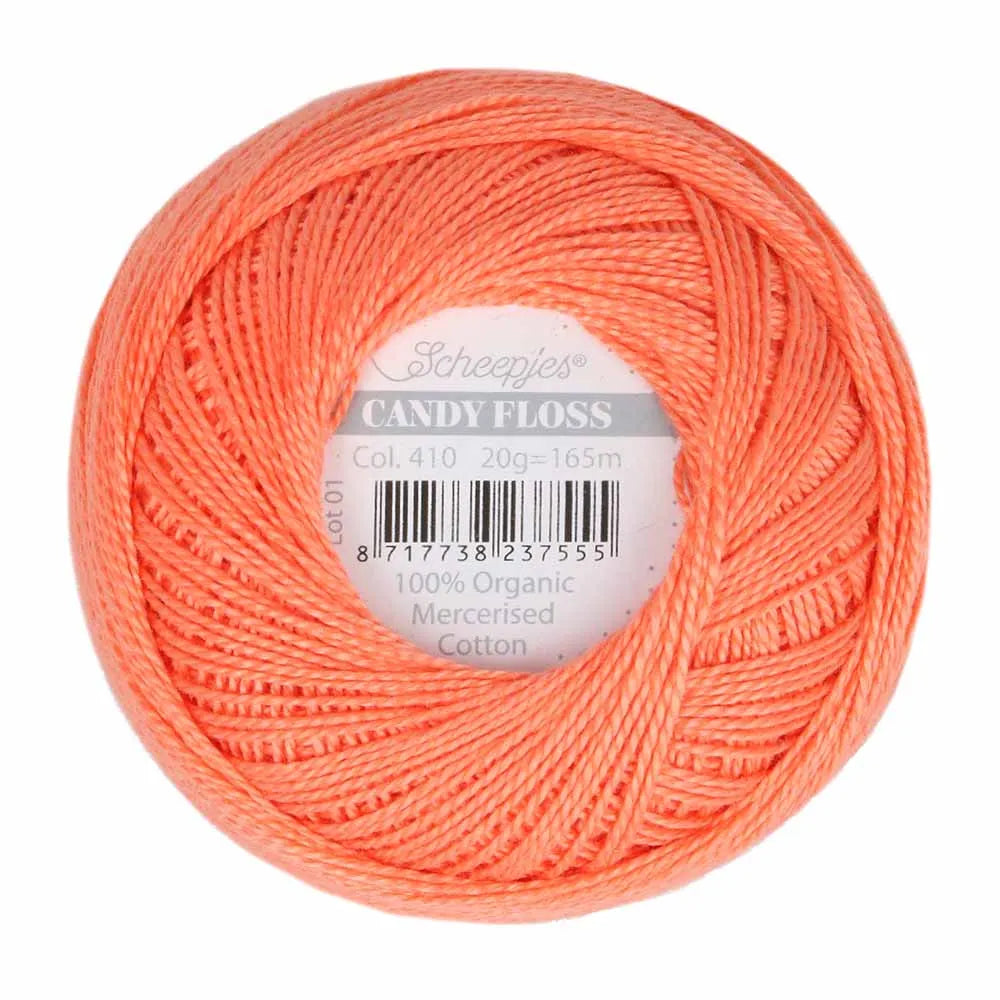 Scheepjes - Coton perlé Candy Floss 20 g - 410 Rich Coral Corail Intense