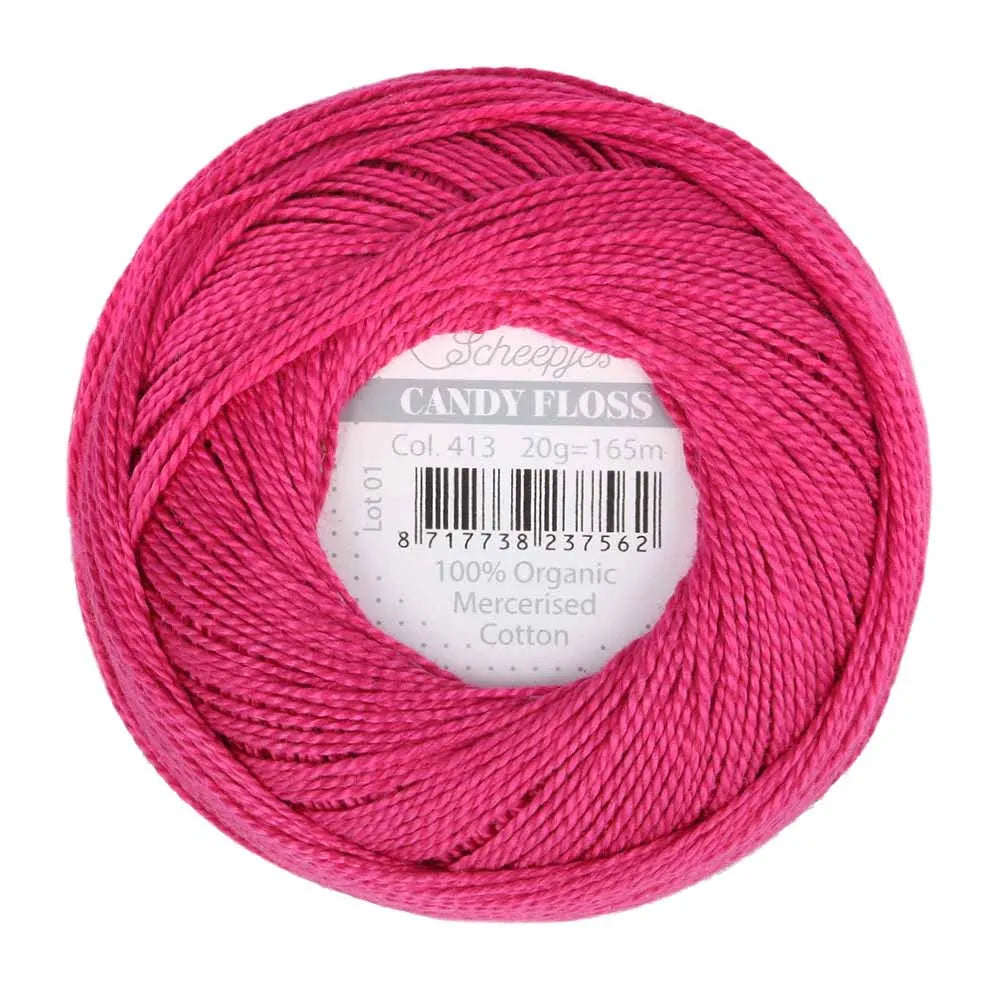 Scheepjes - Coton perlé Candy Floss 20 g - 413 Cherry Rouge Cerise