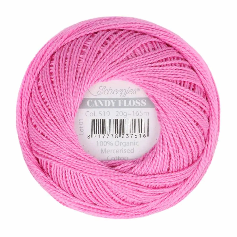 Scheepjes - Coton perlé Candy Floss 20 g - 519 Freesia Rose Fraise