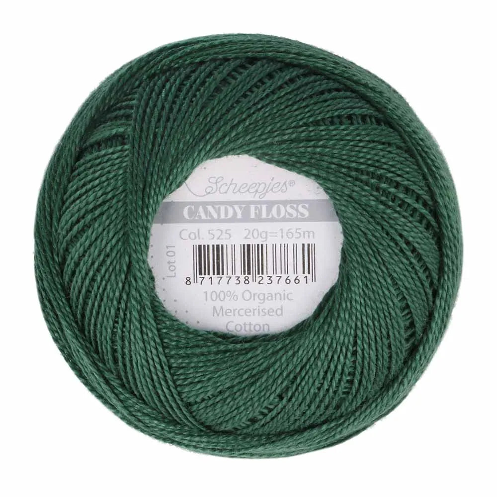Scheepjes - Coton perlé Candy Floss 20 g - 525 Fir Vert Sapin
