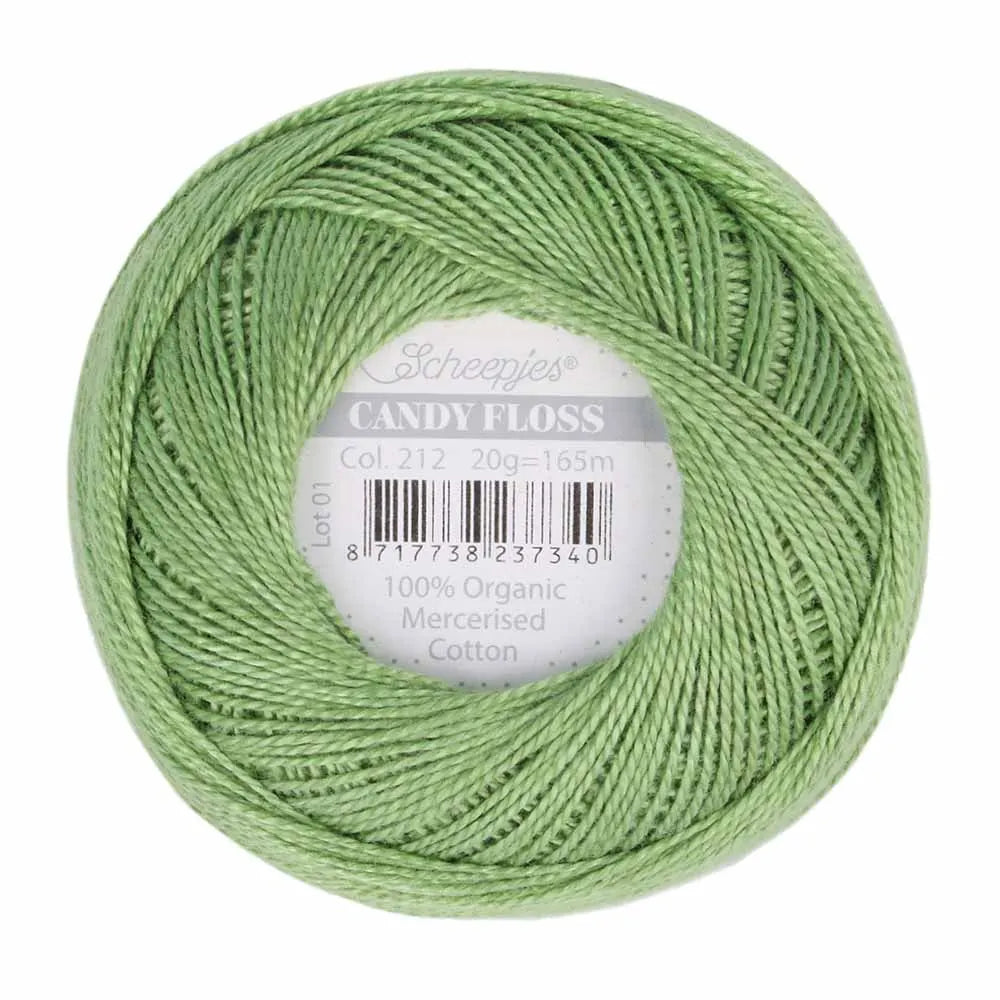 Scheepjes - Coton perlé Candy Floss 20 g - 212 Sage Green Vert Sauge