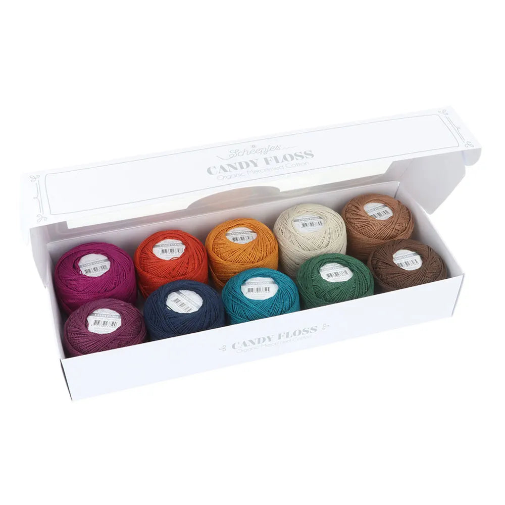 Scheepjes - Coffret de 10 pelotes de coton perlé Candy Floss - Autumn Spice