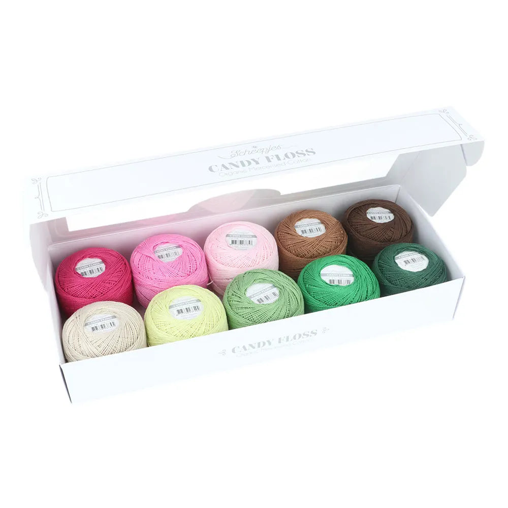 Scheepjes - Coffret de 10 pelotes de coton perlé Candy Floss - Greens