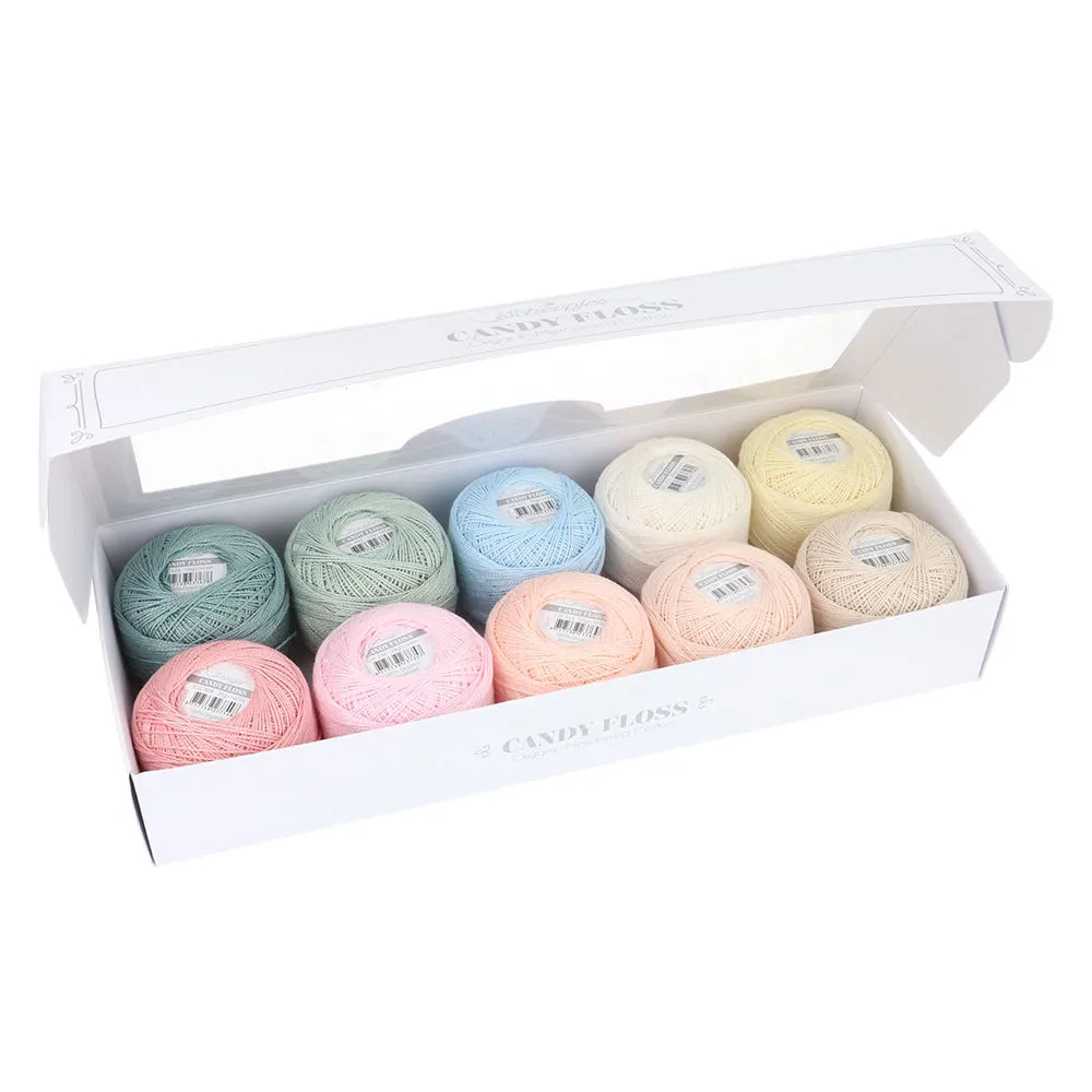 Scheepjes - Coffret de 10 pelotes de coton perlé Candy Floss - Frosting