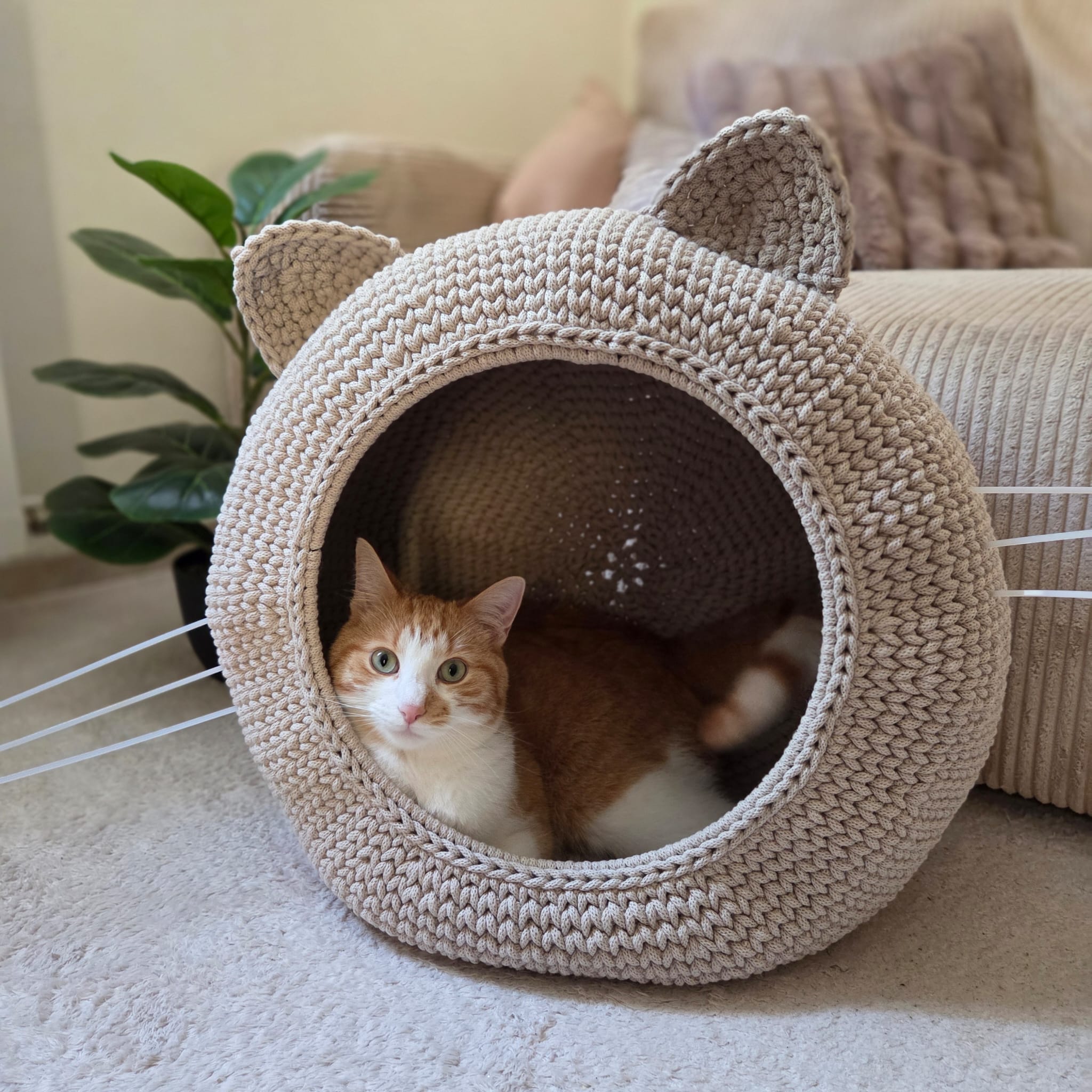 KIT CROCHET : Igloo Panier Chat et petit Chien GUS - Niveau Intermédiaire