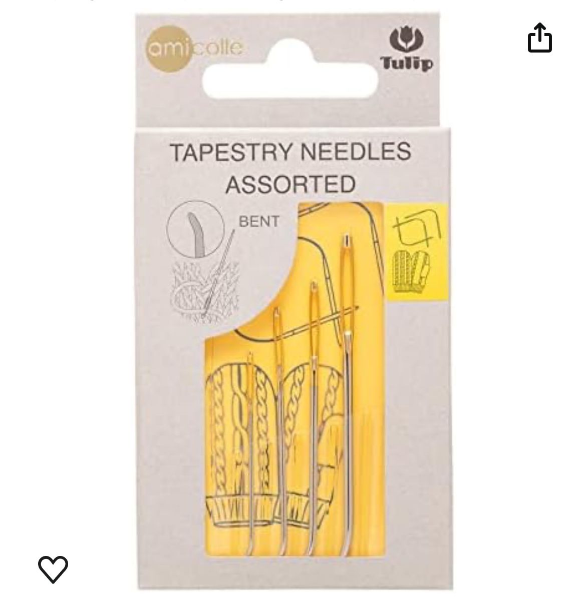 TULIP JAPAN - ASSORTIMENT DE 4 AIGUILLES A TAPISSERIE COURBEES - TAILLES 13 15 17 20