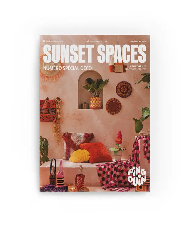 PINGOUIN : MAGAZINE N°15 SUNSET SPACES - 14 MODELES CROCHET SPECIAL DECO -P/E 2025