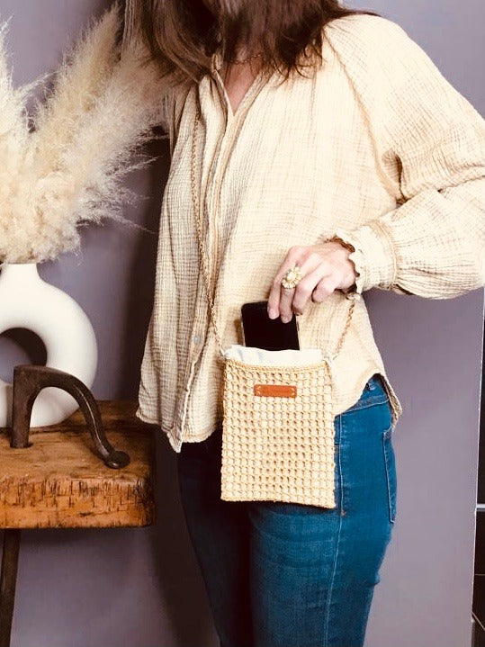 KIT CROCHET Sac Pochette de Téléphone en Raphia NATHALIE