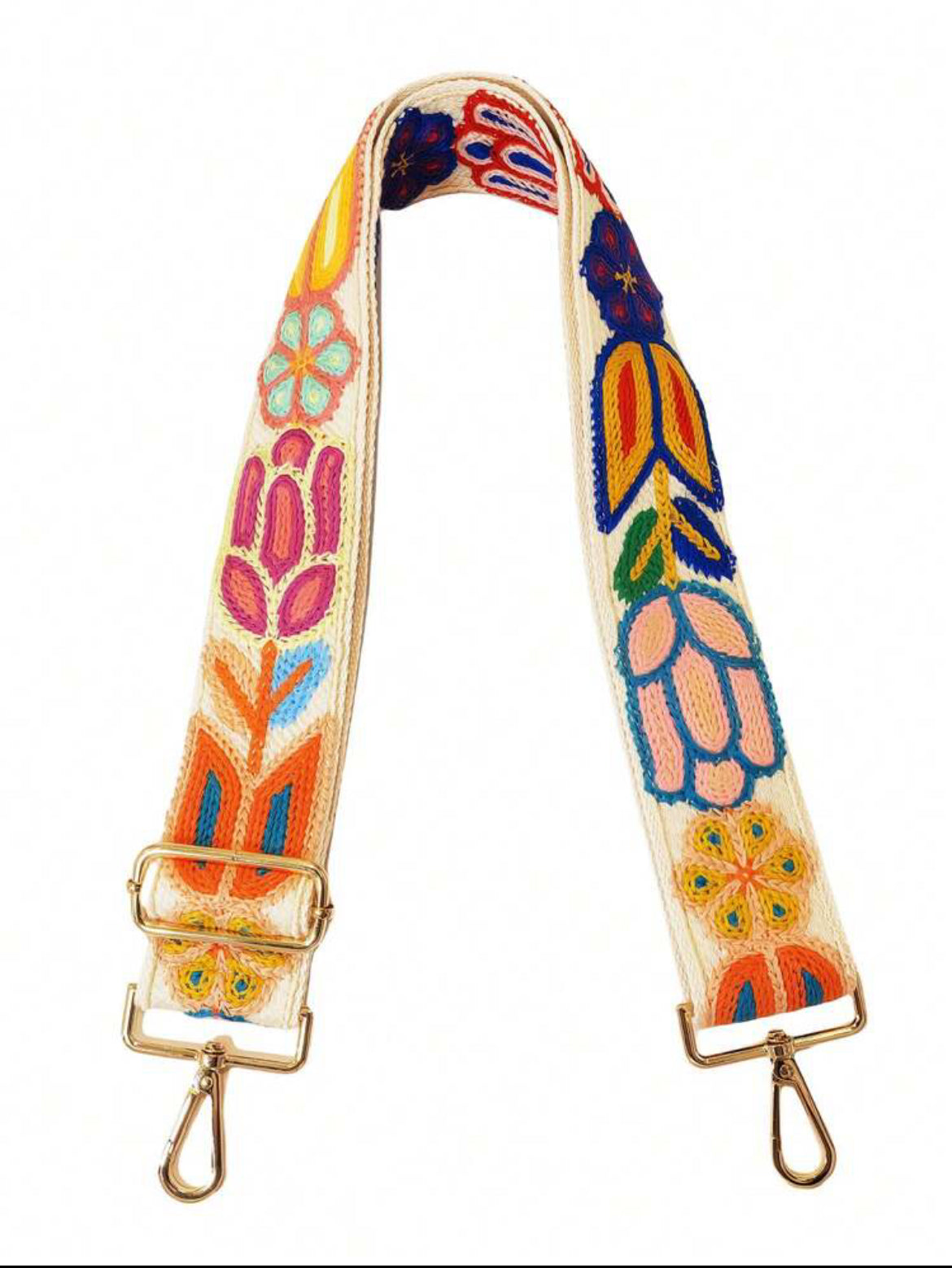 Bandoulière de Sac ALMA Motifs Fleurs Brodées Sangle Réglable et
