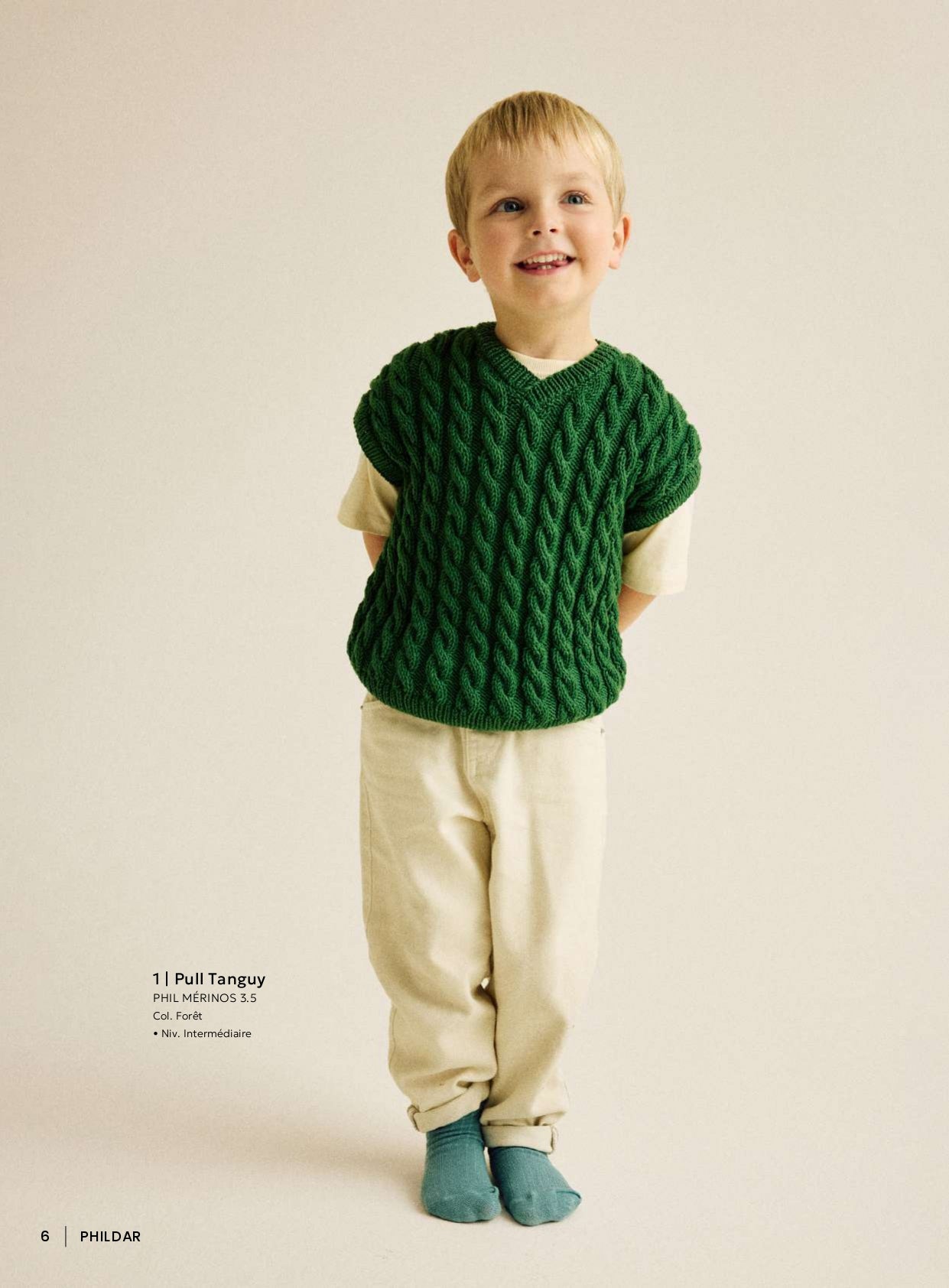 Patron pdf tricot Phildar : Modèle Enfant Le Pull TANGUY en Phil Mérinos 3.5 Intermédiaire