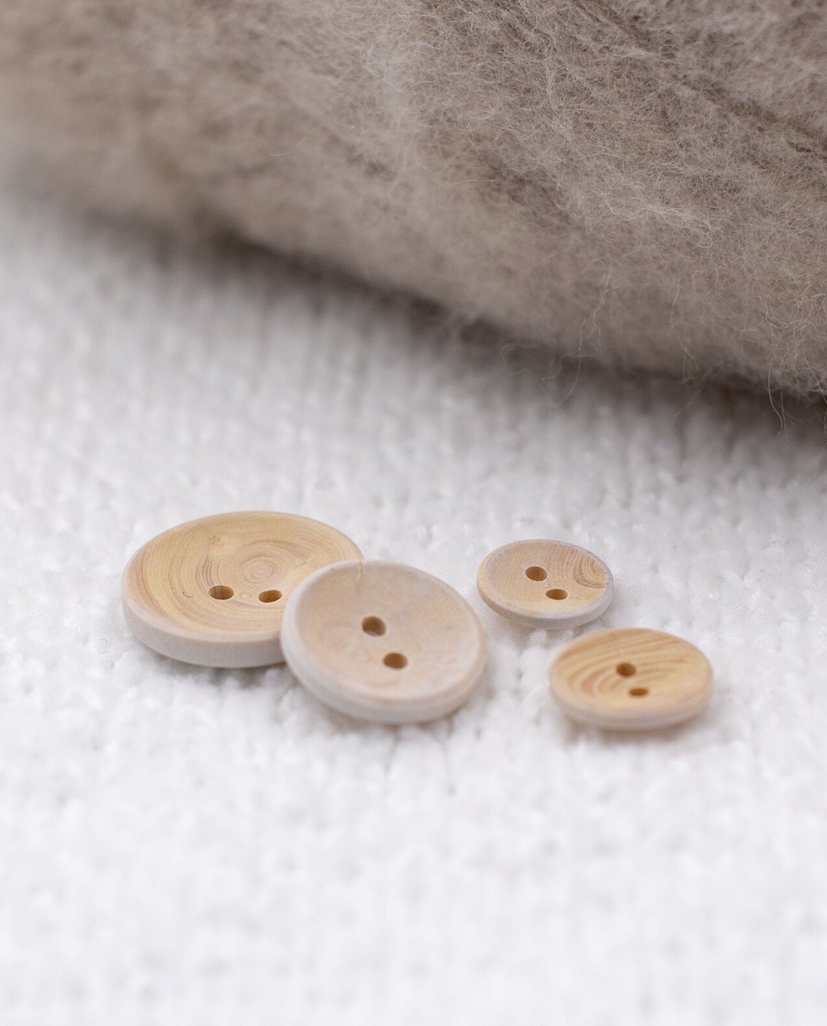 MERCERIE PPY - Lot de 5 boutons bois blanchi 12mm