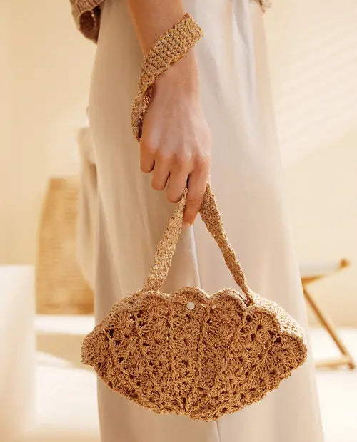 KIT CROCHET Le Sac Coquillage HELINE en Raphia - Niveau Intermédiaire