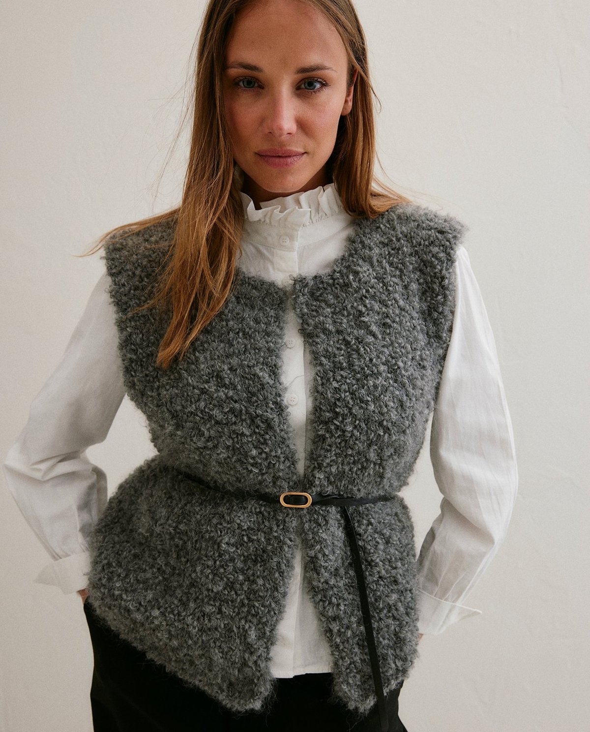 PATRON PDF TRICOT :  Gilet de Berger Femme OLIVIO en Phil Alpaga Bouclé