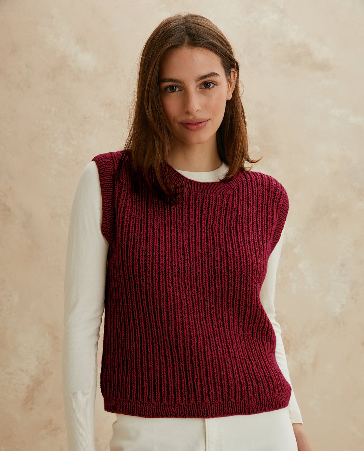 Patron PDF Tricot Phildar : Modèle le Pull sans manche THIBAUT en Phil Imaginaire 3.5 - Niveau Intermédiaire