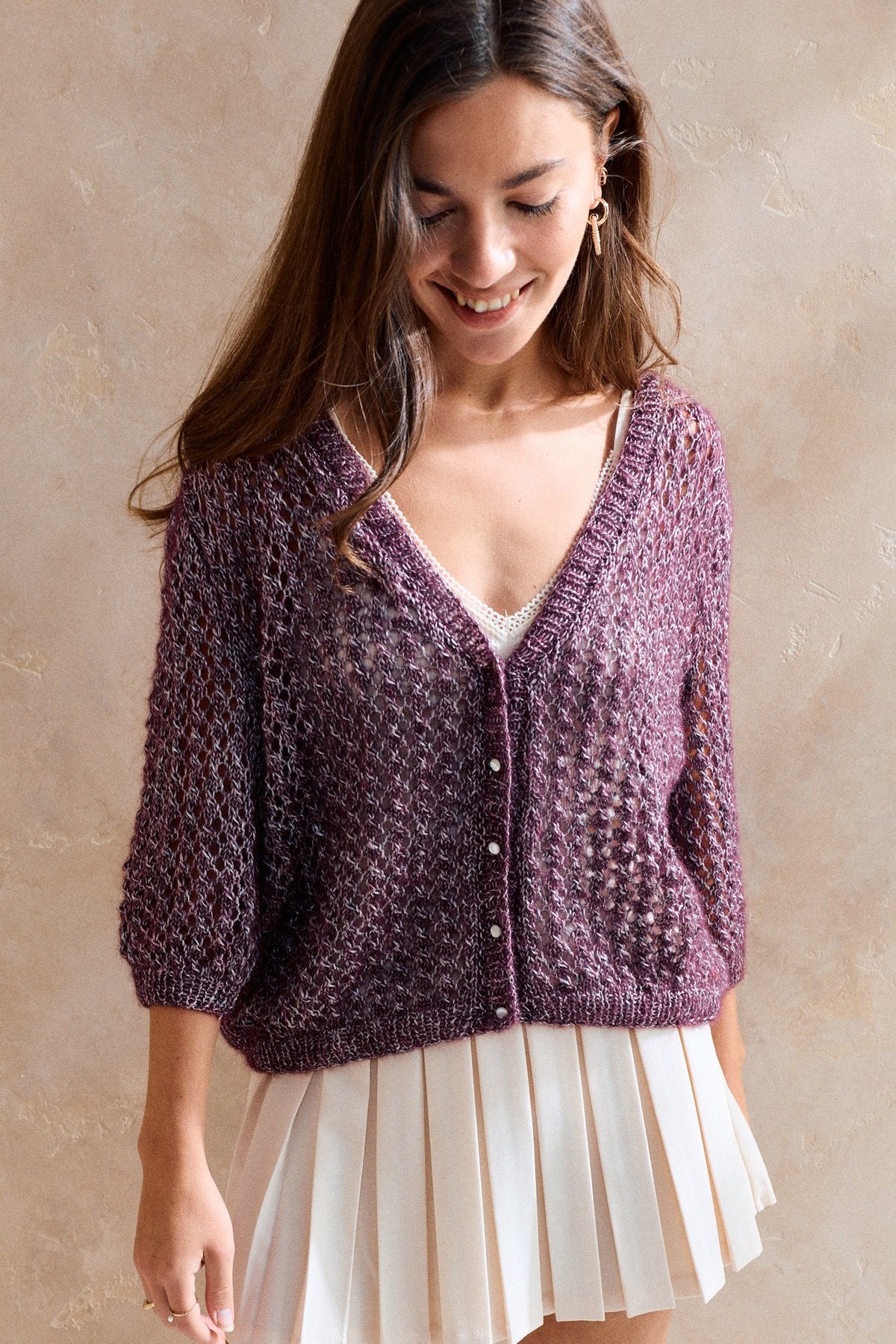 PATRON PDF TRICOT : modèle gilet CERISE en Phil Irisé Alpaga