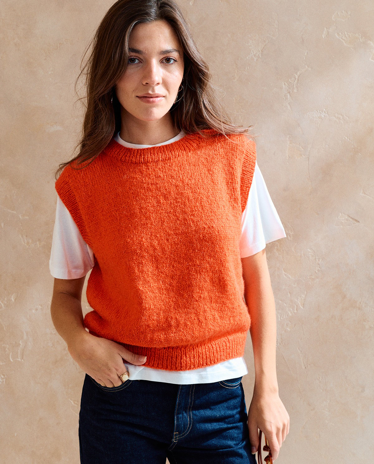 PATRON PDF TRICOT : modèle pull sans manche OLIVE B en Phil Baby Alpaga