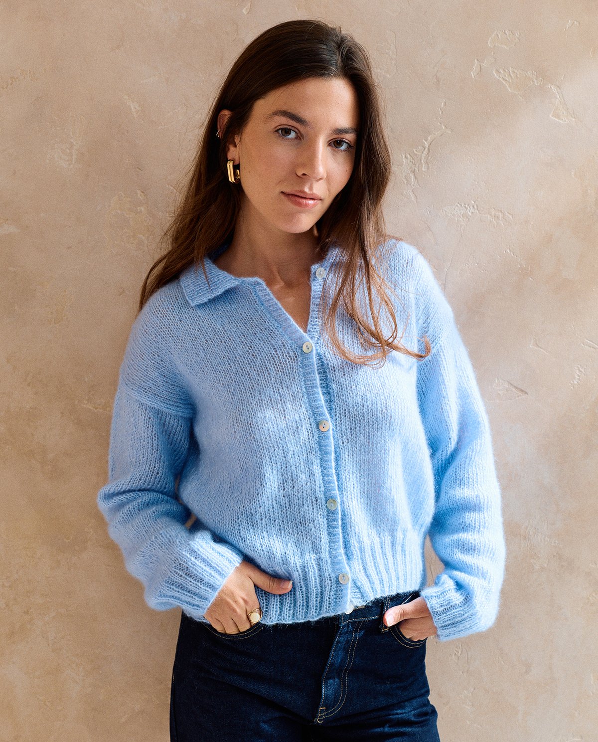 PATRON PDF TRICOT : modèle gilet CYBILLE en phil mohair coton