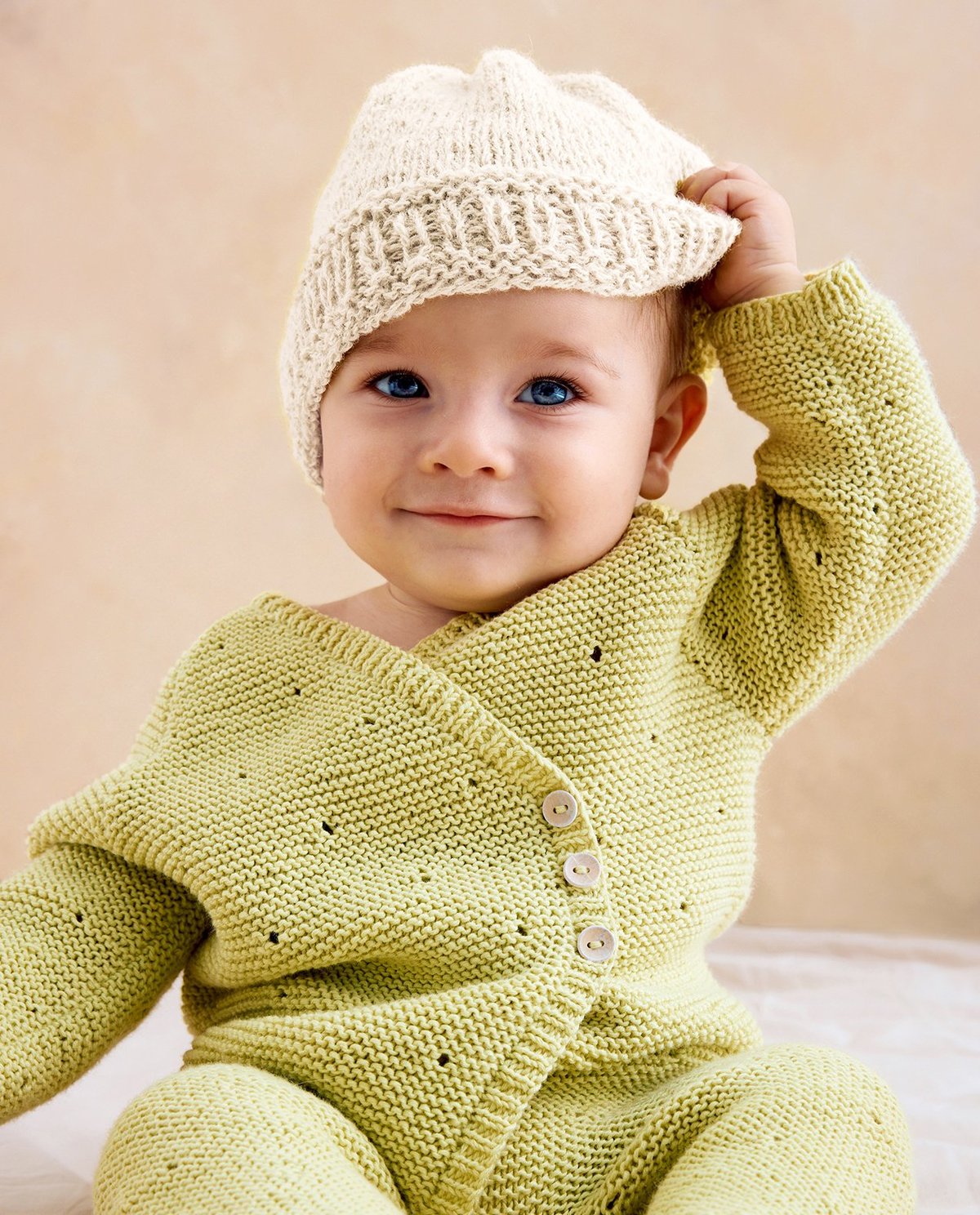 Patron pdf tricot Phildar : Modèle Layette Bébé Bonnet Eliott en Baby Alpaga