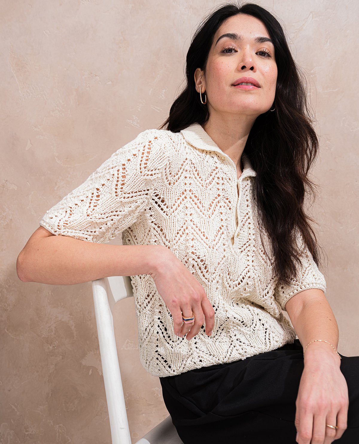 Patron pdf tricot Phildar : Modèle Femme Pull Polo Léa - Phil Cabotine 3