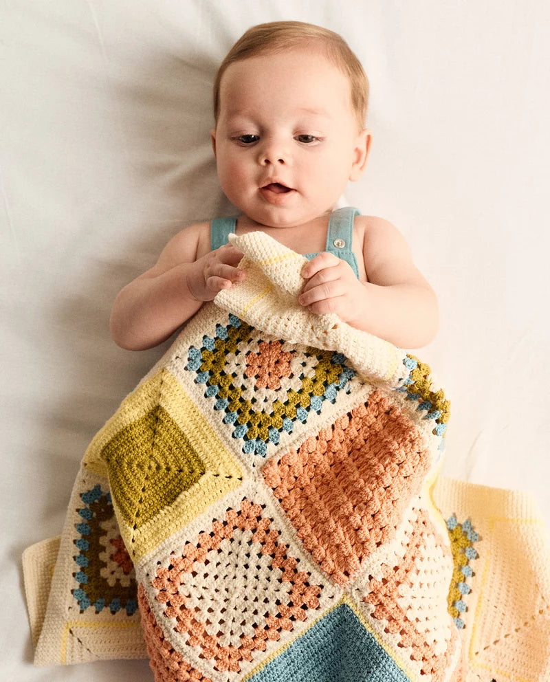 Kit Crochet Phildar : La couverture grannys ISAO en Phil Coton 3 et Cabotine 3