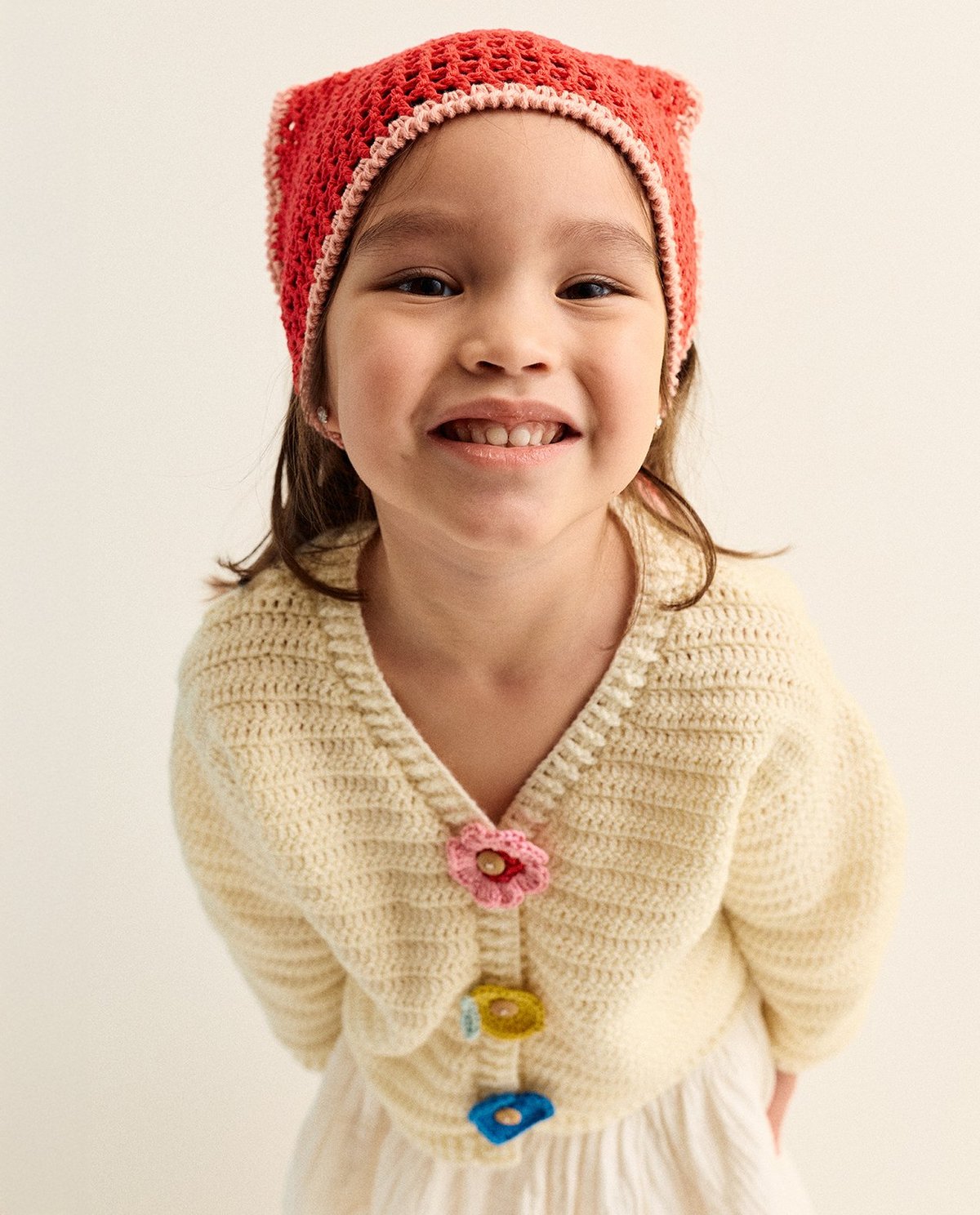 Kit Crochet Phildar : le gilet fille MAYE en phil Super Baby et Coton 3