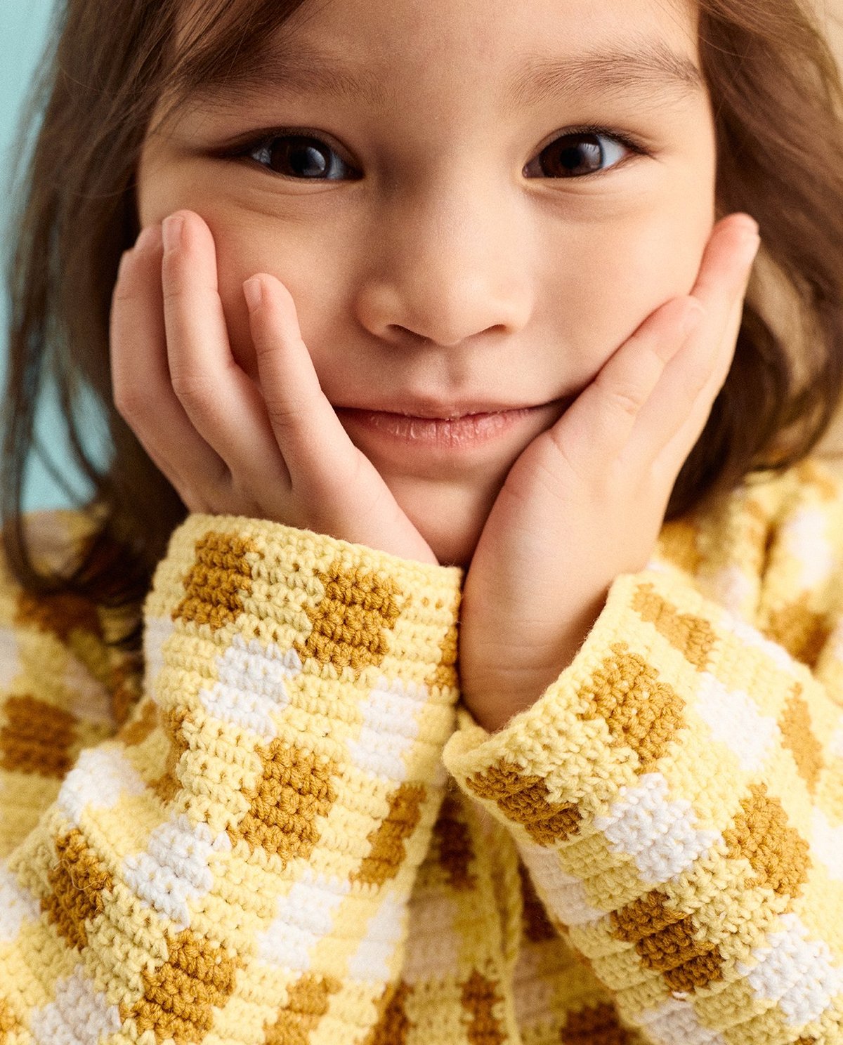 Kit Crochet Phildar : le gilet fille imprimé vichy MELIA en phil cabotine 3