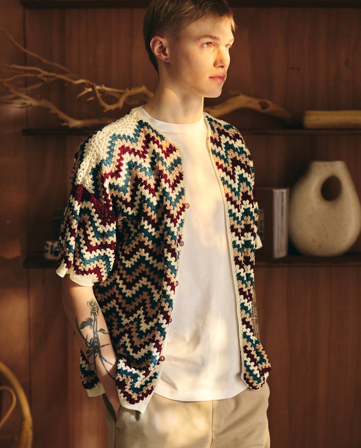 Patron PDF Crochet Pingouin : Modèle Chemise Homme Temaru en Pingo Coco 50