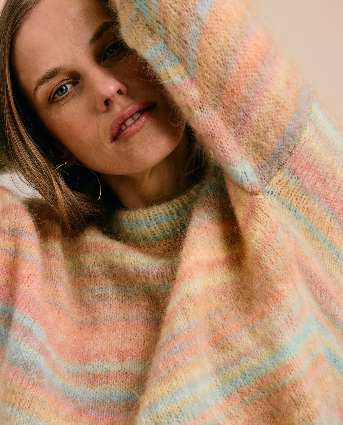 Kit Tricot Phildar : Modèle Pull RAFAELLE en phil Chic rayé pastel - Facile