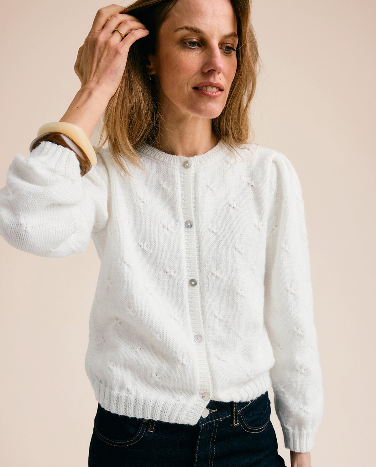 Patron PDF Tricot Phildar : Modèle gilet RHEA en phil Caresse - Niveau Intermédiaire
