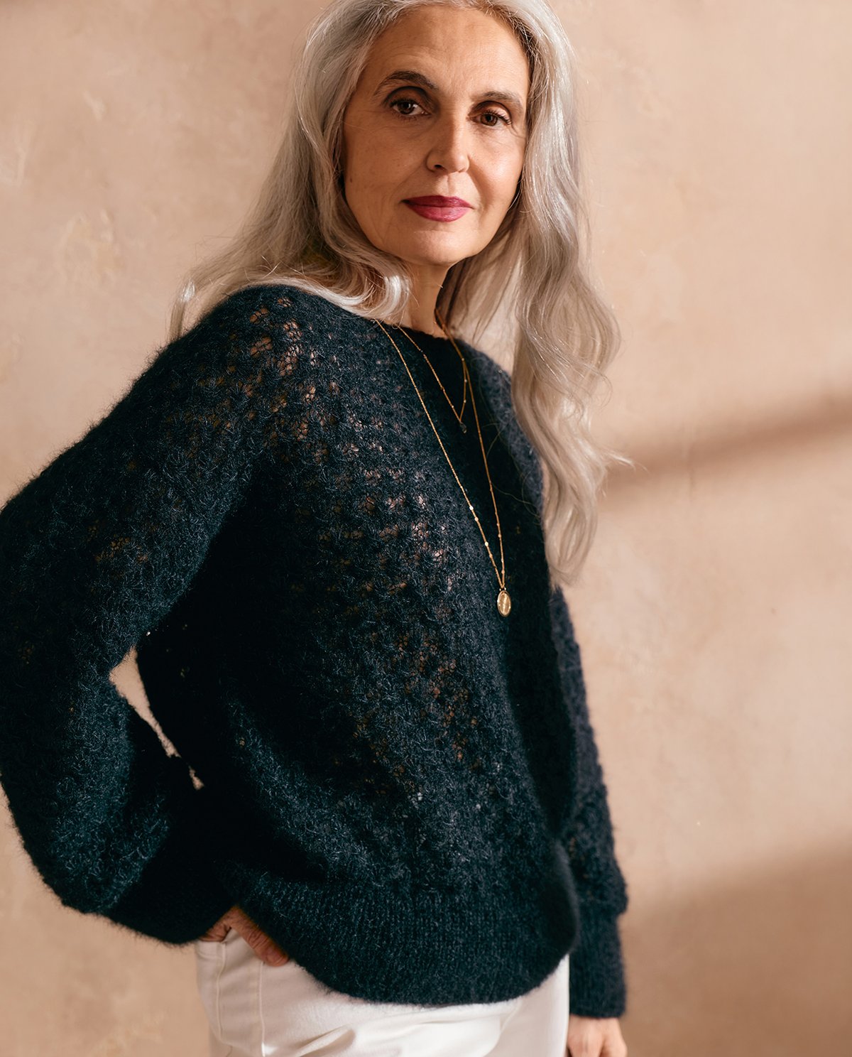 Patron PDF Tricot Phildar : Modèle Pull ROSANNE en phil mohair soie - Niveau Expert