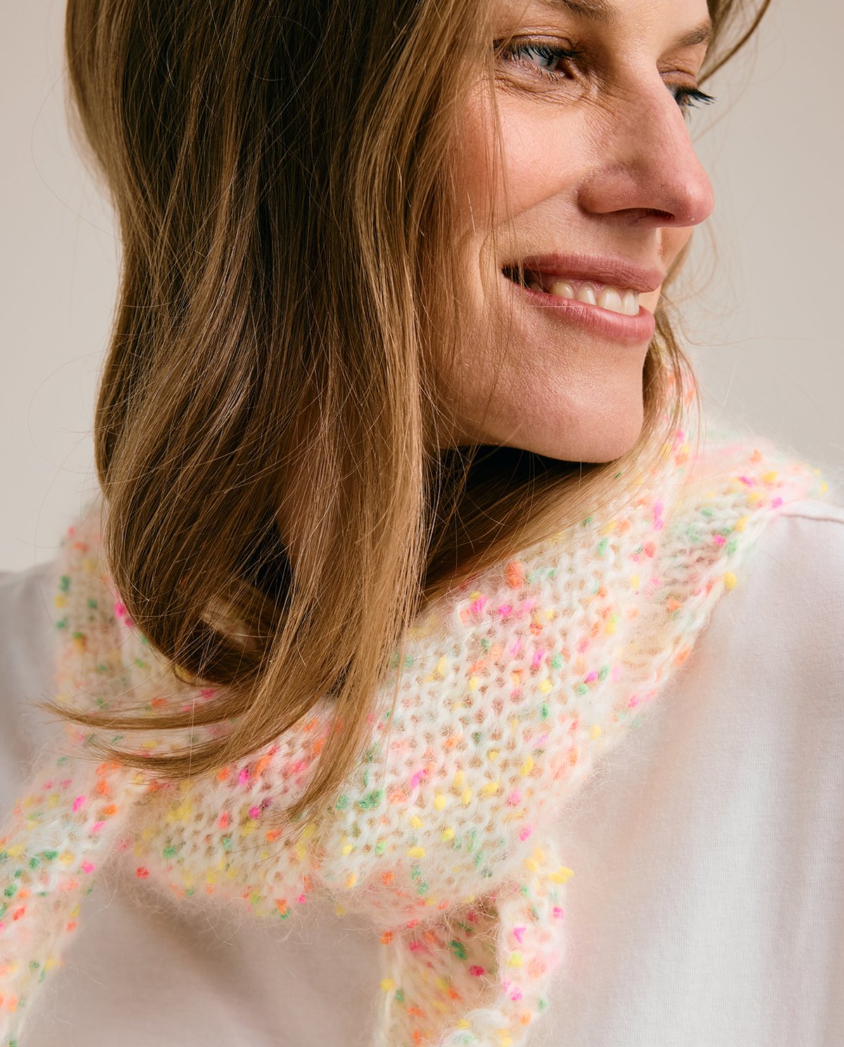 Patron PDF Tricot Phildar : Modèle l'écharpe bandana femme LUZ en Phil Mohair Dots - Facile